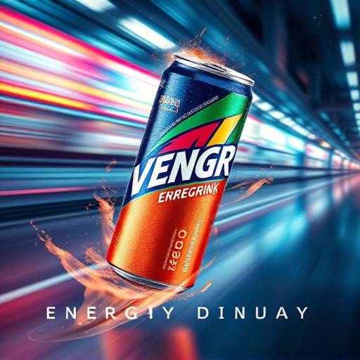 Anuncio publicitario para una nueva bebida energética con imágenes dinámicas y efectos visuales.