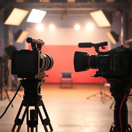 Cámara grabando una escena en un set de filmación.