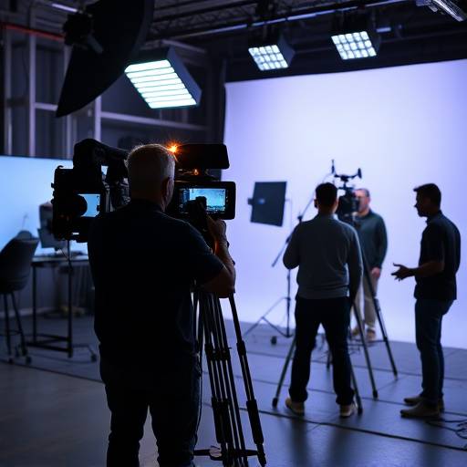 Equipo filmando un anuncio publicitario en un estudio.
